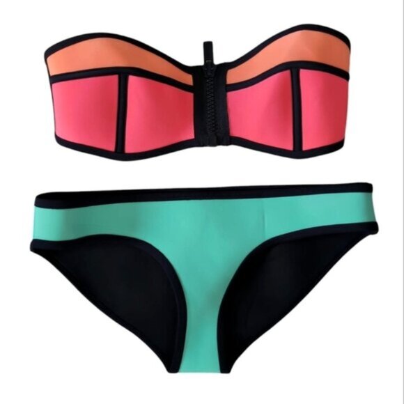 triangl swimwear Other - Triangl Beach Retro Mod 60s Scuba Strapless Two Piece Bikini Set S